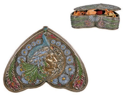 Art Nouveau - Peacock Maiden Box - Collectible Figurine Statue Model