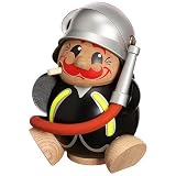 Seiffener Volkskunst Kugelräucherfigur Feuerwehrmann Erzgebirge