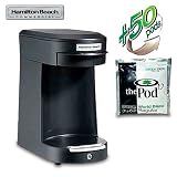 Hamilton Beach HDC200B Commercial 1 Cup Brewer - Black with 50 World Blend Regular Pods