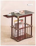 Green Marble Top Magazine Table in Cherry Finish