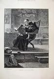 1892 Bibliophile Priest Reading Book Antique Fine Art