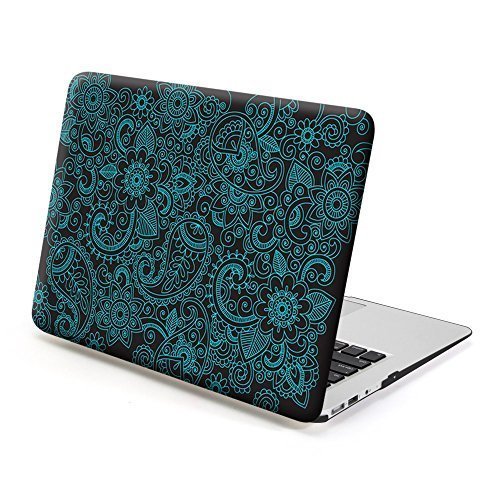 MacBook Air 13 Case, GMYLE Hard Case Print Frosted for MacBook Air 13 inch (Model: A1369 and A1466) - Squama Grey Paisley Pattern Rubber Coated Hard Shell Case Cover