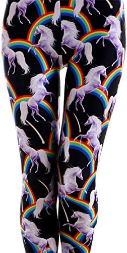 JSea Clothing Women's Digital Printed Rainbow Unicorn Pattern Slim Leggings,One Size