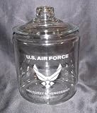 USAF US Air Force Etched Glass 1/2 Gal Cookie Jar Cannister