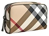 Burberry Small PVC Coated Check Canvas Nickel Leather Cosmetics Case 3338605