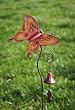 Sunburnt Orange Butterfly Garden Stake with Bell Sunburnt Orange Butterfly Garden Stake with Bell