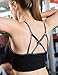 Women's Black Seamless Comfort Criss Cross Sports Bra Strappy Wirefree Yoga Bra