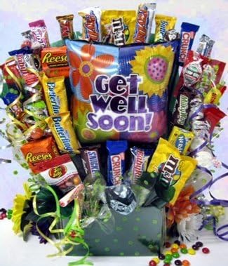 Cheerful Wishes Get Well Soon Candy Gift Basket