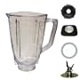 5 cup, square break resistant plastic blender jar, complete.