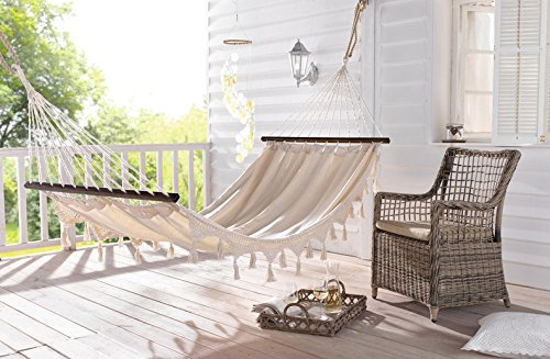 Doppel-Hängeliege Längslattung aus Holz, für den Garten und