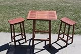 3pc Outdoor Wood Patio Balcony Bistro Bar Set