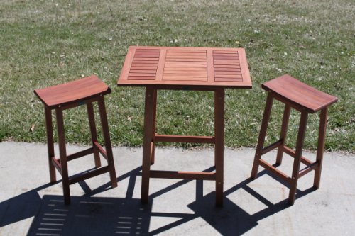 3pc Outdoor Wood Patio Balcony Bistro Bar Set product image