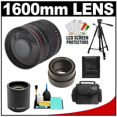 Vivitar Series 1 800mm f/8.0 Mirror Lens & 2x Teleconverter (= 1600mm) with Case + Tripod + Accessory Kit for Sony Alpha NEX-3, NEX-5, NEX-C3, NEX-5N, NEX-7 Digital SLR Cameras
