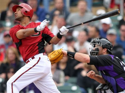 Colorado Rockies v Arizona Diamondbacks, SCOTTSDALE, AZ - FEBRUARY 26: Chris Young Photographic Poster Print by Jonathan Ferrey, 18x24