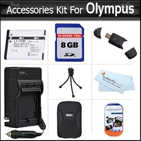 8GB Accessories Kit For Olympus VG-160 VG-140 VG-130 VG-120 VG-110 Digital Camera Includes 8GB High Speed SD Memory Card + Replacement Extended (800mAh) LI-70B Battery + Ac/Dc Travel Charger + Hard Case + Screen Protectors + USB 2.0 SD Card Reader + More
