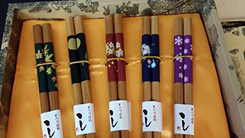5 PC Chopstick Gift Set with Duck Holders Bamboo Japanese Style (4 Seasons)