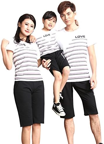 ShanSheng Family'sTwo Color stripes Love short sleeve T-shirt A1522F