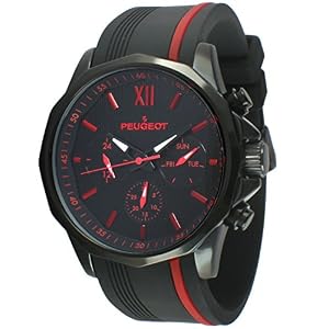Amazon.com: Peugeot Men's Chronograph Sport Watch with Silicon Band