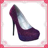 Women's Qupid Berry Fabric Leopard Glitter Stiletto High Heel Pumps (Neutral200)