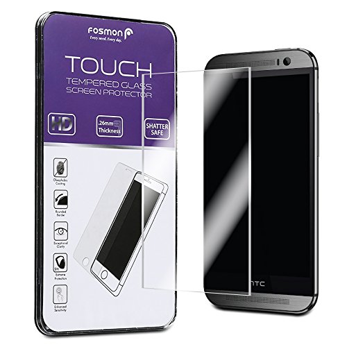 Fosmon TOUCH Crystal Clear 0.26mm Shatter Proof Tempered Glass Screen Protector Shield for HTC One (M8) 2014 - 1 Pack