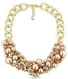 Light Brown Pearl and Crystal Multi Strand Necklace and Earring Set