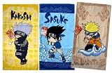 Anime NARUTO Washcloth Towel Hand Towel 11in x 21in (3 pcs Set)