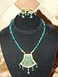 Christmas Gift 22k Gold Plated Sea Green Indian Style Ethnic Jewelry Set Necklace Earring 3pc Free Shipping