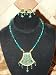 Christmas Gift - Gold Plated Sea Green Indian Style Ethnic Jewelry Set Necklace Earring 3pc Free Shipping