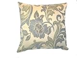 Floral Grayish Blue, Green, Tan Throw Pillow