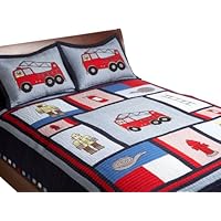 Pem America, Fireman Collection, Twin 2-Piece Quilt Set, Navy