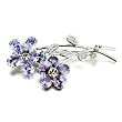 February Birthstone Flower Crystal Brooch
