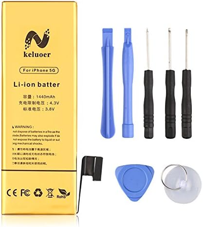 Keluoer 3.8v 1440mah Li-ion Internal Battery Replacement Battery for Iphone5 5g with Tools Kit