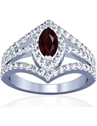 Platinum Marquise Cut Ruby Ring With Sidestones