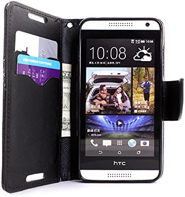 HTC Desire 610 Case, CoverON® Wallet Pouch Flip Phone Cover Case For HTC Desire 610 and Screen Protector - Black
