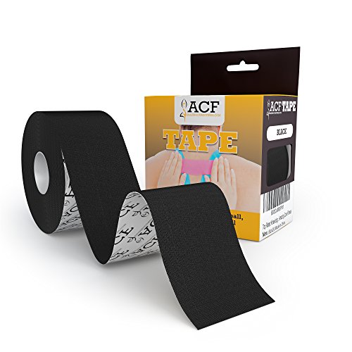 Top Rated Kinesiology Tape - Premium Rock Solid KT Tape (2 in X 16.4 Ft. Uncut Roll) Applications For Best Results - Best Therapeutic Sports Tape for Injury and Performance - Ideal for Knee, Shoulder, Elbow, Ankle, Neck Pain and Other Injuries - Superior Extra Sticky Waterproof Technology and Adhesion - Hypo-allergenic Latex Free & CE Approved - Available in Black, Pink and Blue - Bulk Orders Available - 100% Satisfaction Guarantee ** ACF-TAPE - Amazing Core Fitness