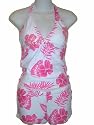 Junior Pink and White Floral 2 Piece Tankini with Boyshorts Swimsuit