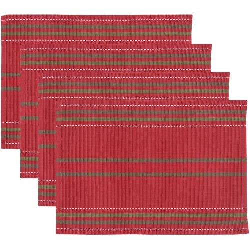 Now Designs Placemats, Joyous Stripe Chili, Set of 4