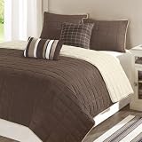 Main Street Lucas Solid Micro Fiber Quilt Mini Set - Brown/Ivory - Full/Queen