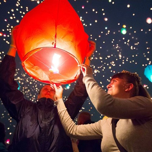 Set of 10 White Sky Lanterns Chinese Flying Wish Lights