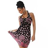 Produkt-Bild: Neckholder Minikleid fantasy Schwarz Pink (0606)