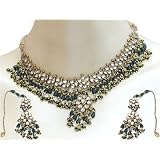 Birthday Gifts for Her - Gold Plated Cubic Zirconia Chokar Necklace with Multi Color Pearls Traditional Jewelry from India