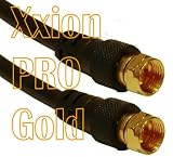 Xxion PRO Gold - 1 metre Male F Plug / Connector to Male F Plug / Connector Lead, Gold Plated Connectors, High Definition Pure OFC Low Loss Shielded RG59 Coaxial Cable - Suitable for use with Satellite, Aerial, Cable or CCTV applications - 75ohm
