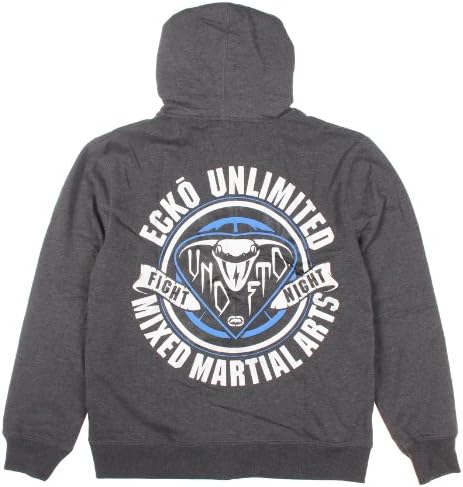 ecko unltd. MMA Men's Viper Zip Up Hoodie (Charcoal Heather Grey, Medium)
