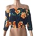 Sunward(TM) Women Sexy Strapless Off Shoulder Sleeve Embroidered Blouse (Large, Blue)