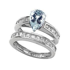 3.00 cttw Sterling Silver 14K White Gold Plated Genuine Pear Shape Aquamarine... by Finejewelers