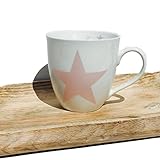 The Cape Cod Rustic Pink Star Mug, 16 Ounces, Porcelain, 4 3/8" Tall, By Whole House Worlds