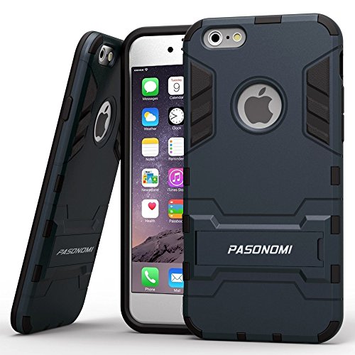 iPhone 6 Plus Case, Pasonomi® [Heavy Duty] [Shock-Absorption] [Kickstand Feature] Hybrid Dual Layer Armor Defender Full Body Protective Case Cover for iPhone 6 Plus (5.5Inch) (Dark blue)