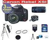 Canon EOS Rebel XSI 450D 12.2 MP Digital Camera with Canon EF-S 18-55mm IS Lens + Canon 75-300mm f/4-5.6 Telephoto Zoom Lens + 16 GB Memory Card + Multi-Coated UV Filter (2) + Multi-Coated Polarizer Filter + Digital Slave Flash + 50 Titanium Anodized Tripod + Deluxe Camera Bag + 6 Piece Accessory Kit + 3 Year Warranty Repair Contract