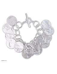 Sterling silver charm bracelet, Moonlight Reflections - Unique Taxco Silver Charm Bracelet