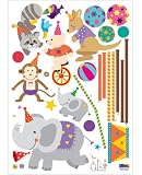 Animal Circus Nursery/Kids Room Peel & Stick Removable Home Wall Art Sticker Decals